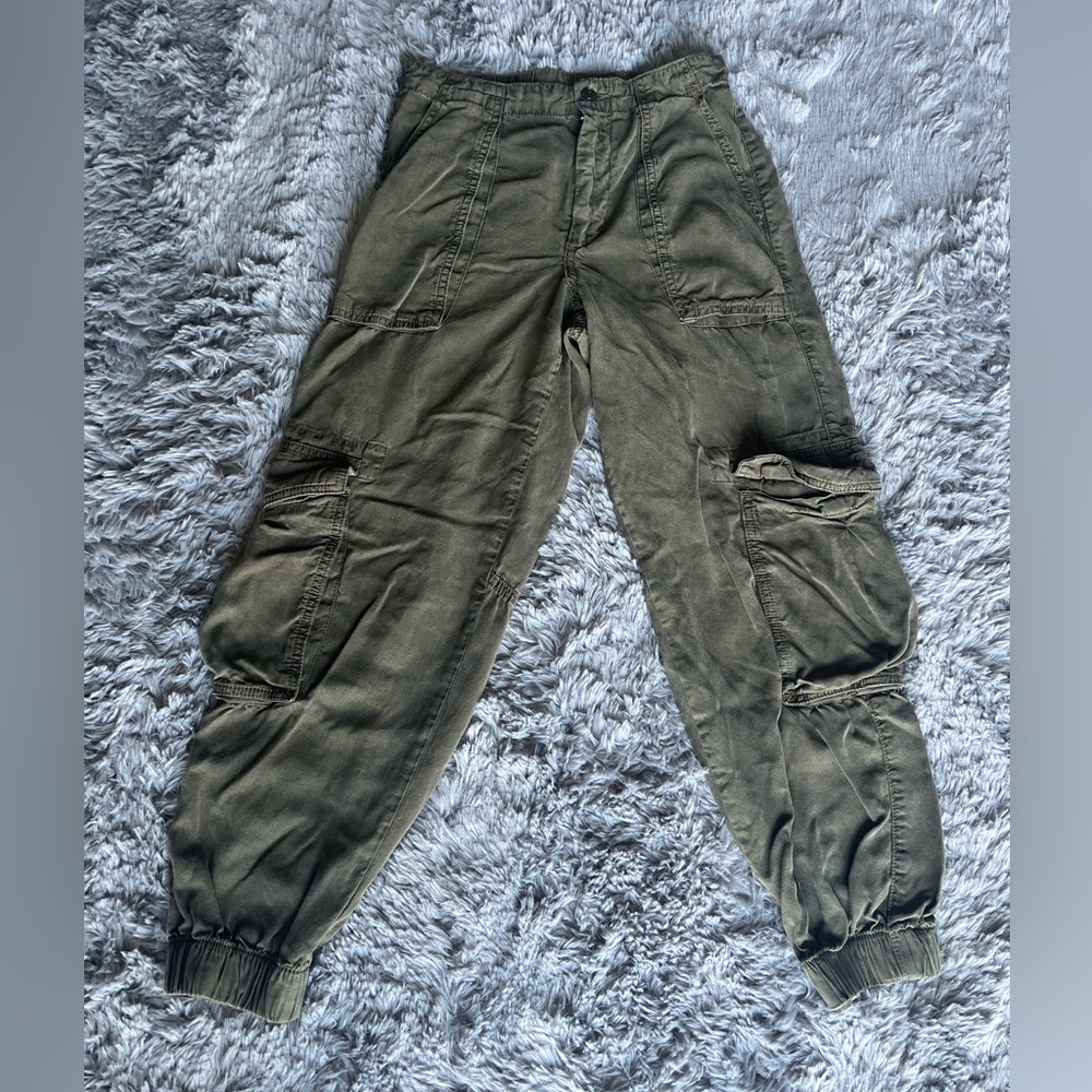 Women’s All Saints Frieda High-Rise Tencel Cargo Pants khaki Green Size US 2